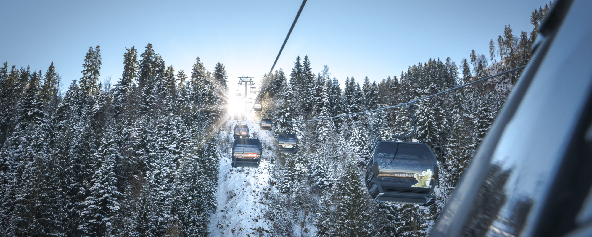 ski lift that floats through the winter landscape